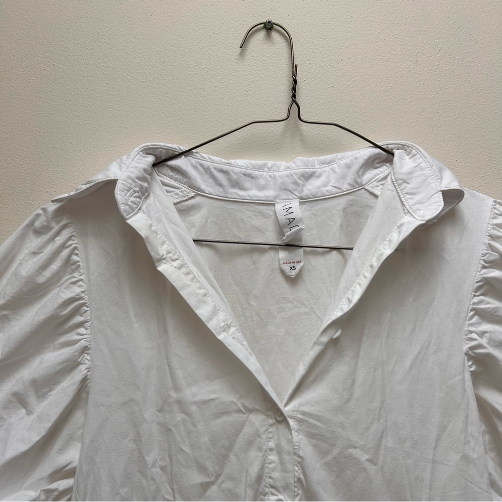 Anthropologie Amadi White Summer Tiered Midi Shirt Dress with Puff Sleeves - Picture 3 of 4